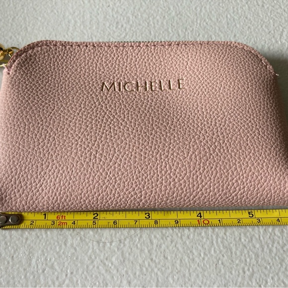 Wallet Small Pink Purse Michelle Engraved New with Tag Zipper Compartment - Picture 8 of 9